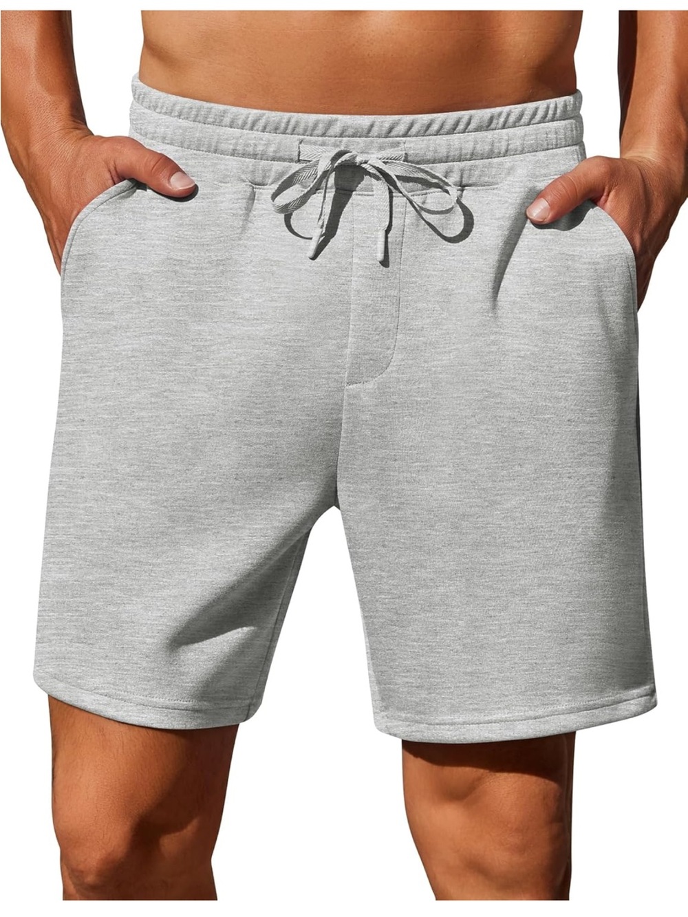 Men's Heather Gray Knit Drawstring Shorts